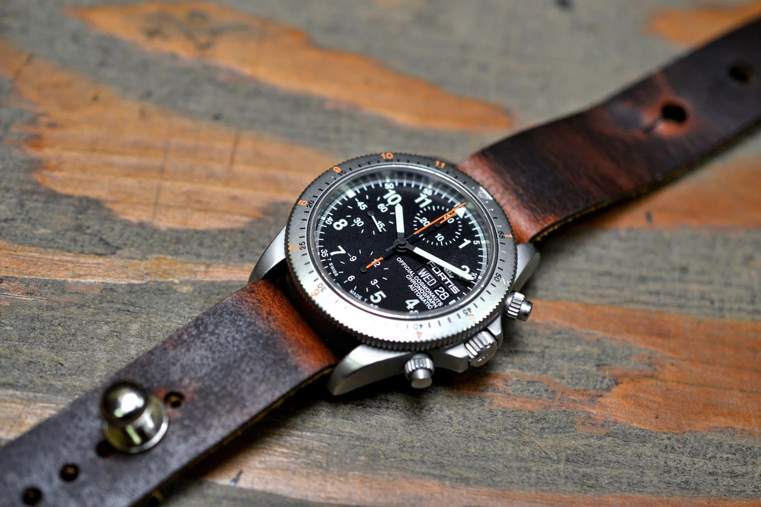 Autumn Harvest' Redux Stud Passthrough Leather Watch Strap — Nick